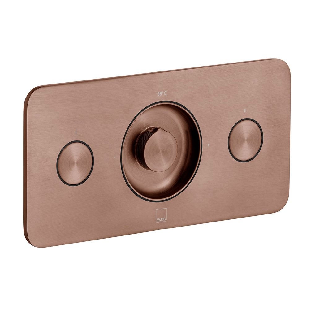Cutout image of Vado Zone Brushed Bronze Horizontal Dual-Outlet Thermostatic Shower Valve